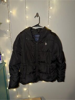 U.S. Polo Assn. Black Puffer Hooded Jacket